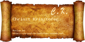 Chriszt Krisztofer névjegykártya